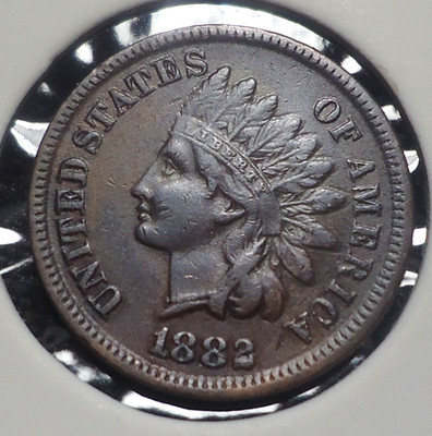 1882 XF+/Almost Uncirculated VERY NICE Indian cent 1C penny FREE SHIPPING!