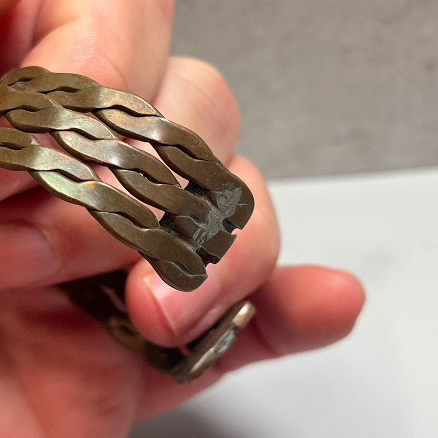 3- Solid Copper Braided Cuff Bracelet Vintage Ban… - image 4