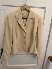 Ann Taylor Vintage Women s Cream 100 Silk Blazer Three Button Lined Size 12P