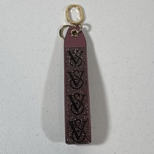 Victoria's Secret Wristlet Strap Keychain Purple Rhinestone Sparkle VS Logo