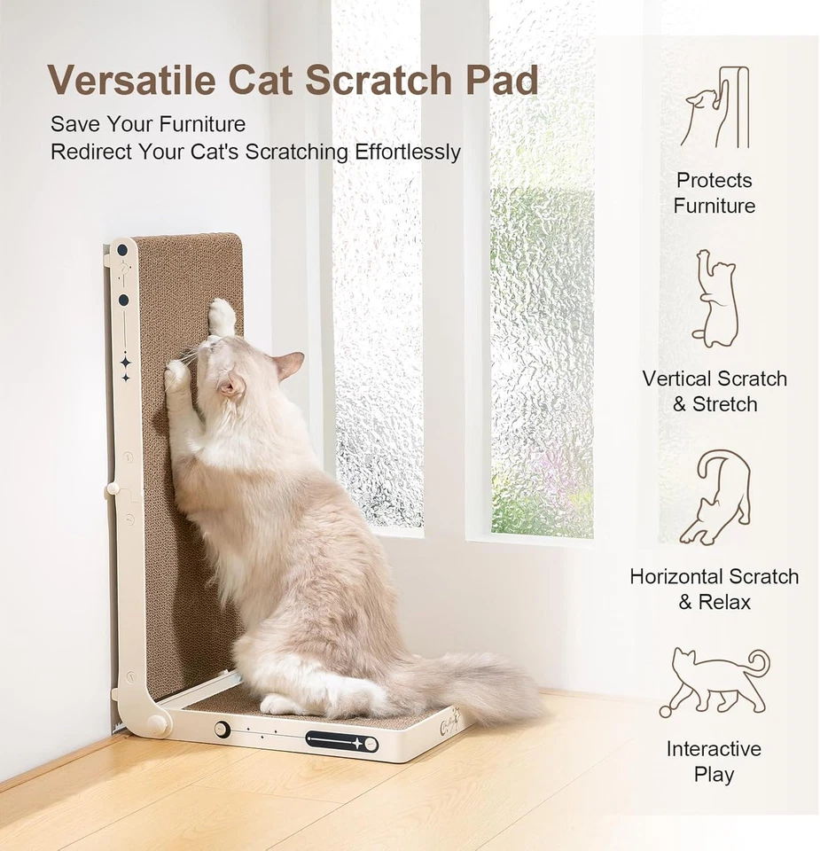 Cat Scratcher, 25.3 Inch Double Sided L Shape Cat Scratching Board, No Assembly  - Image 2 of 4
