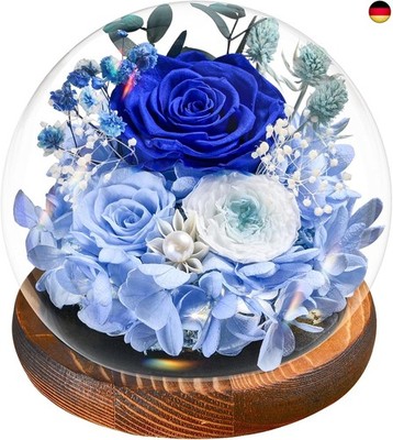 Valentinstagsgeschenke für Frauen | Ewige Infinity Blaue Rosen im Glas mit