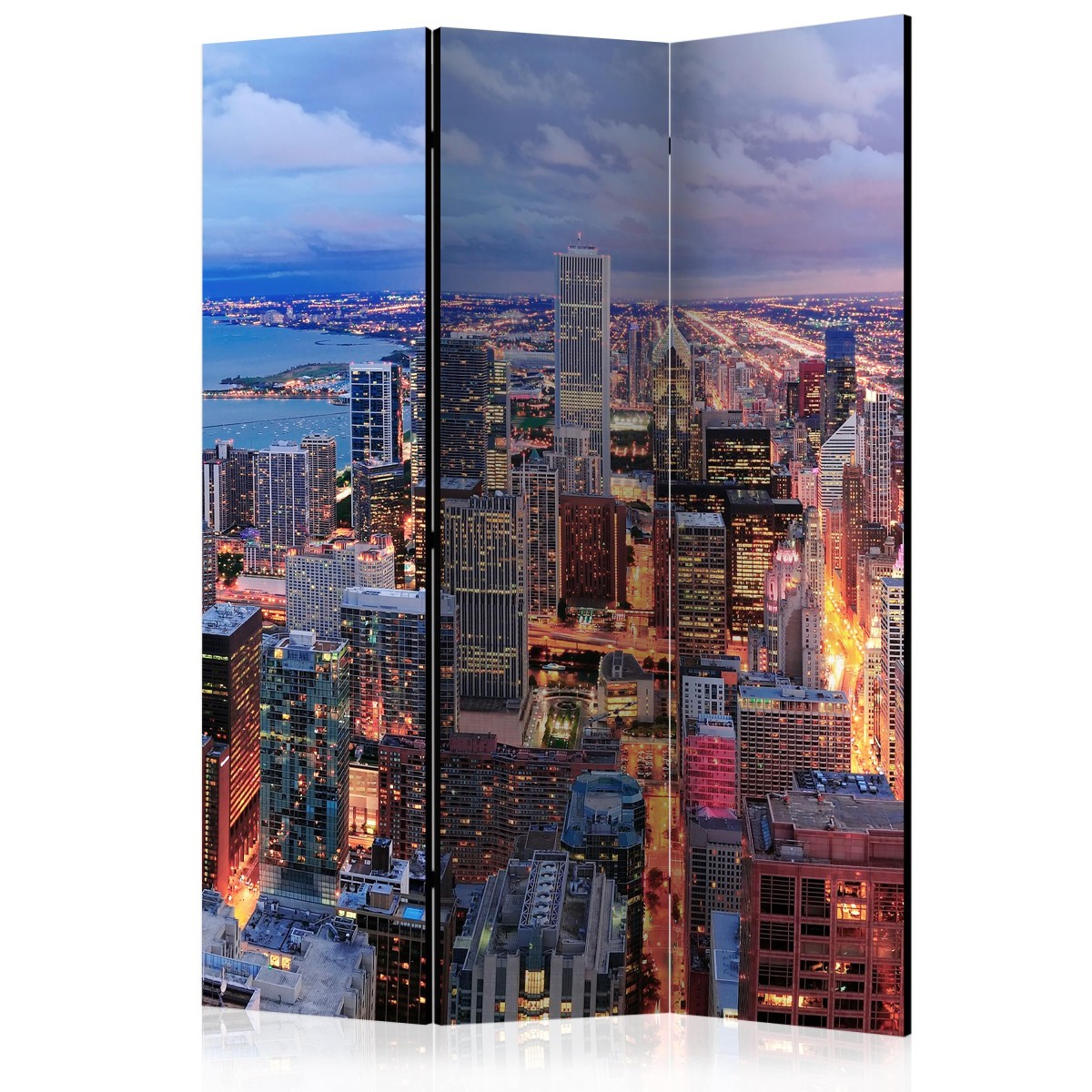 Paravent 3 volets pour séparer un salon avec la vue de Chicago