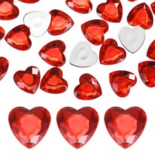 25-Pack Heart Rhinestone, 20mm Acrylic Heart Rhinestone Stickers Red 