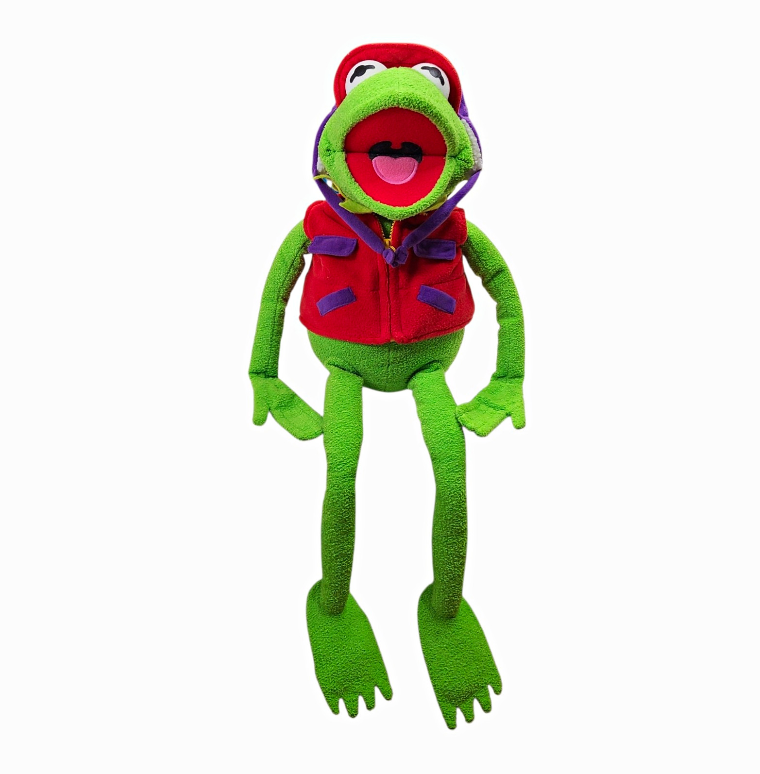 Jim Henson Kermit The Frog Plush Doll 26" Macys Exclusive Red Vest Hat No Camera