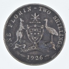 SILVER - WORLD Coin - 1926 Australia 1 Florin - World Silver Coin *143