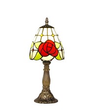 Small Tiffany Style Table Lamp, 6" Antique Stained Glass Lamp, Desk Bedside T...