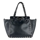 Auth Valentino Garavani Rockstud Handbag Shoulder Bag Black Leather/Metal z9077