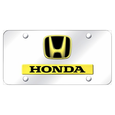 #ad License Plate Dual Gold for Honda on Chrome Officially Licensed $53.95