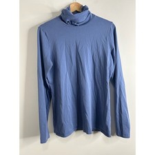 Peruvian Connection Blue Pima Cotton Turtleneck Long Sleeve Top Sz L Casual Soft