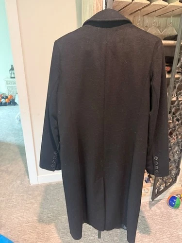 Lauren Ralph Lauren Black Wool Blend Double Breasted Long Overcoat Pockets 38 image 3