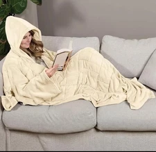 Ella Jayne Wearable Weighted Snuggle Blanket  - Natural Cream - 10 Pounds