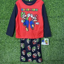 Super Mario Boys Long Sleeve Pajama Set Mario Luigi NWT Size 5/6