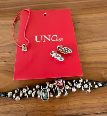 uno de 50 jewelry sets - silver bracelet and earrings
