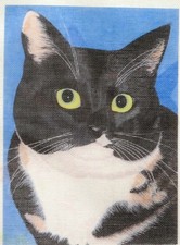 Hand Painted Needlepoint Canvas "Artistic Cat" Mandy  Peter Robinson 2004