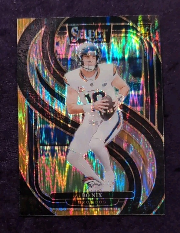 2024 Panini Select Bo Nix (RC) BLACK & GOLD SHOCK PRIZM #117 Premier BRONCOS