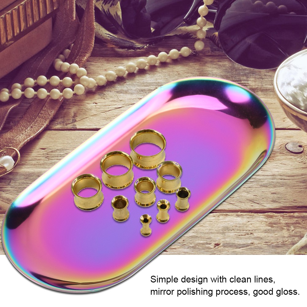 ˙( S)Nordic Style Stainless Storage Tray Cosmetics Jewelry Cake Plate