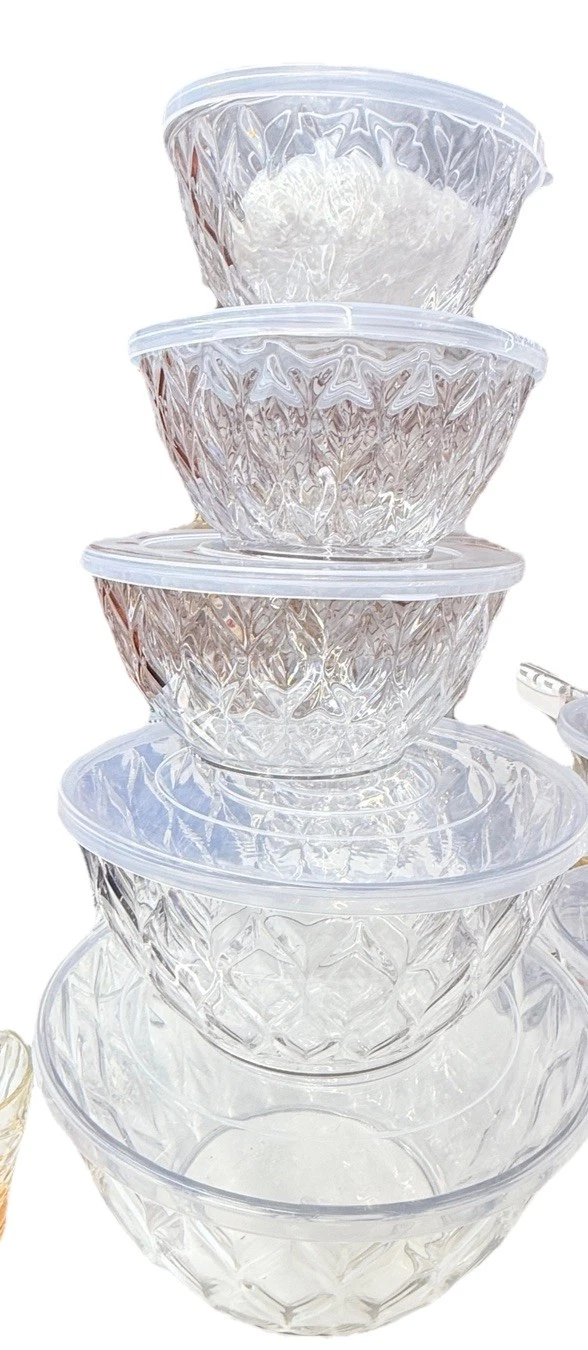 Plastic Mixing 5 pieces Bowl Set Transparent Food Prep Baking Salad Serving