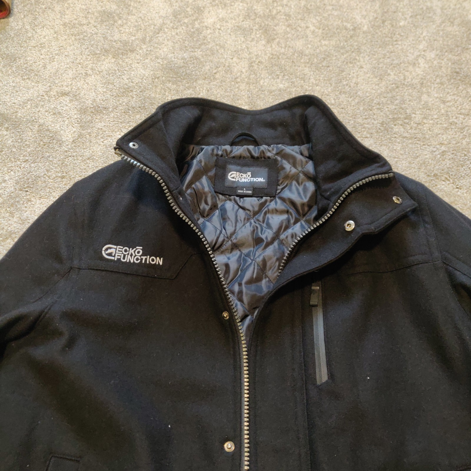 Ecko Function Heavy Black Wool Blend Jacket Zip H… - image 9