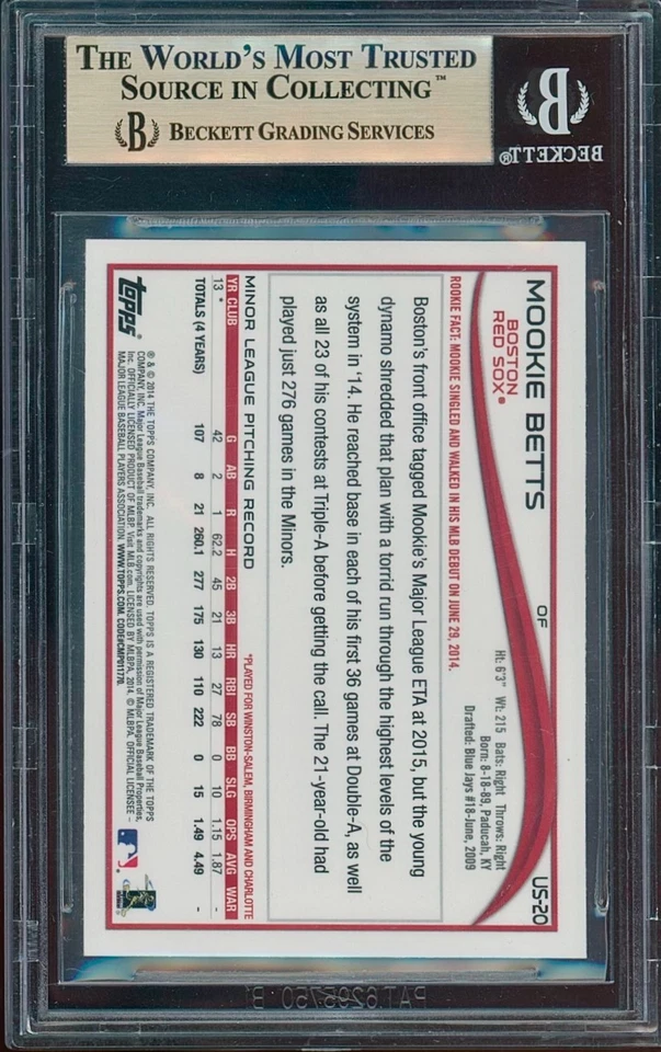 2014 Topps Chrome Update Mookie Betts Rookie #US-20 BGS 9.5 True Gem - Image 2 of 2