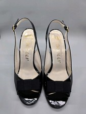 Vintage Delman Patent Leather Peep Toe Pumps W/ Grossgrain Ribbon Bow Size 7