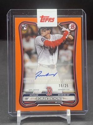 Roman Anthony 2026 Bowman Orange Rookie Auto 19/25 #18 Red Sox Jersey Match RC