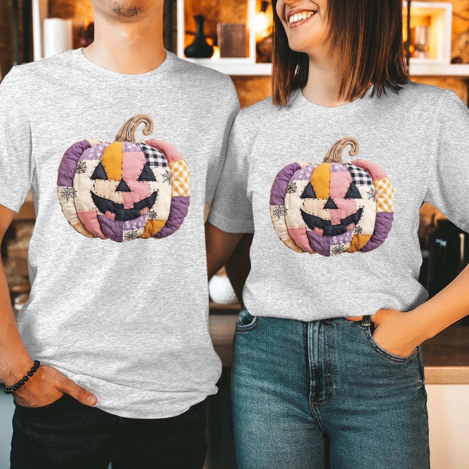 Patchwork Pumpkin Halloween Sweatshirt Trick or Treat Top