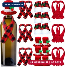 24 Pcs Mini Santa Hat Scarf Bottles Cover, Xmas Decor for Crafts, Classic