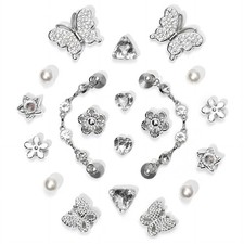 20Pcs Bling Plastic Shoe Charms for Clog Sandals Women, Silver Butterfly Flow...