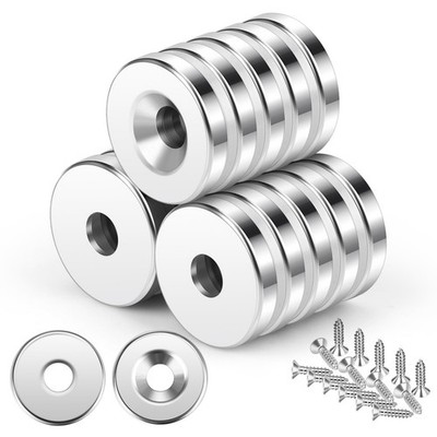 15x3mm Neodym Magnete mit Loch 15 Stück Mini Magnete Stark mit Schrauben Flac...