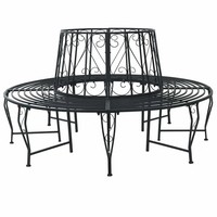 Baumbank Rund Stahl Schwarz 160 X 89 Cm Gartenbank Sitzbank