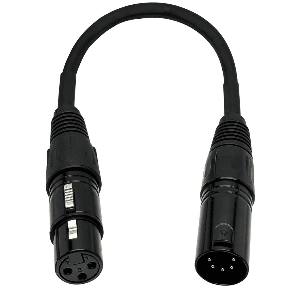 Stagecore 3-Pin Female to 5-Pin Male Adaptor DMX Converter DMX3F5M Cable Lead