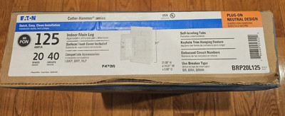 Eaton BR Indoor Main Lug Plug-On Neutral Load Center 125 Amp 40-Circuit 20 Space