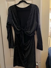 3X SHEIN Black Glitter Long Sleeve Dress