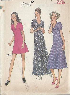 1970 Vintage Sewing Pattern B32 1/2" MINI DRESS (R749) | eBay