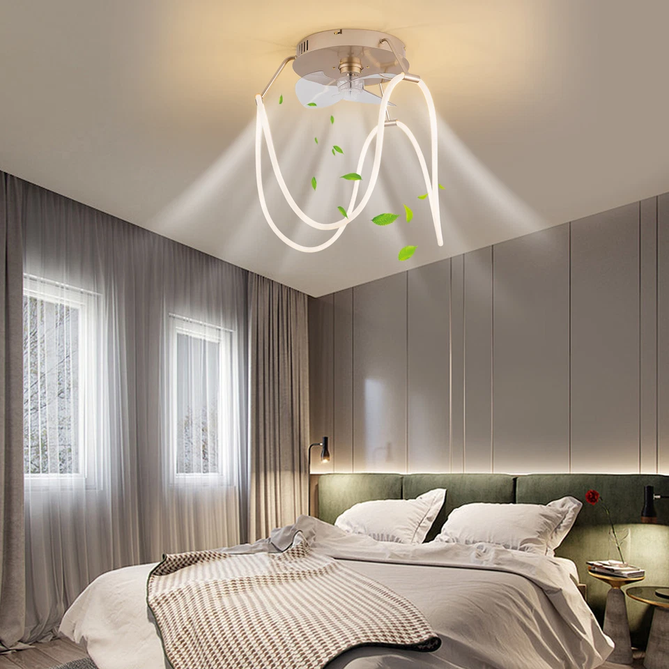 14in LED Ceiling Fan Flush Mount Enclosed Ceiling Fan w/ Light & Remote Control - Image 4 of 4