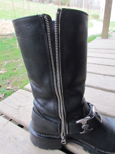 Men's Harley Davidson Motorcycle Black Leather Calf Zip Up Boots sz 11? - Picture 8 of 16