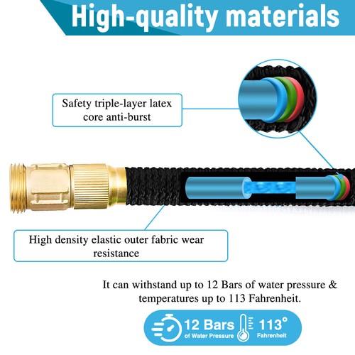 25-100FT Flexible Expandable Water Garden Hose Pipe Car Wash W/ Spray Nozzle Gun - Picture 7 of 18