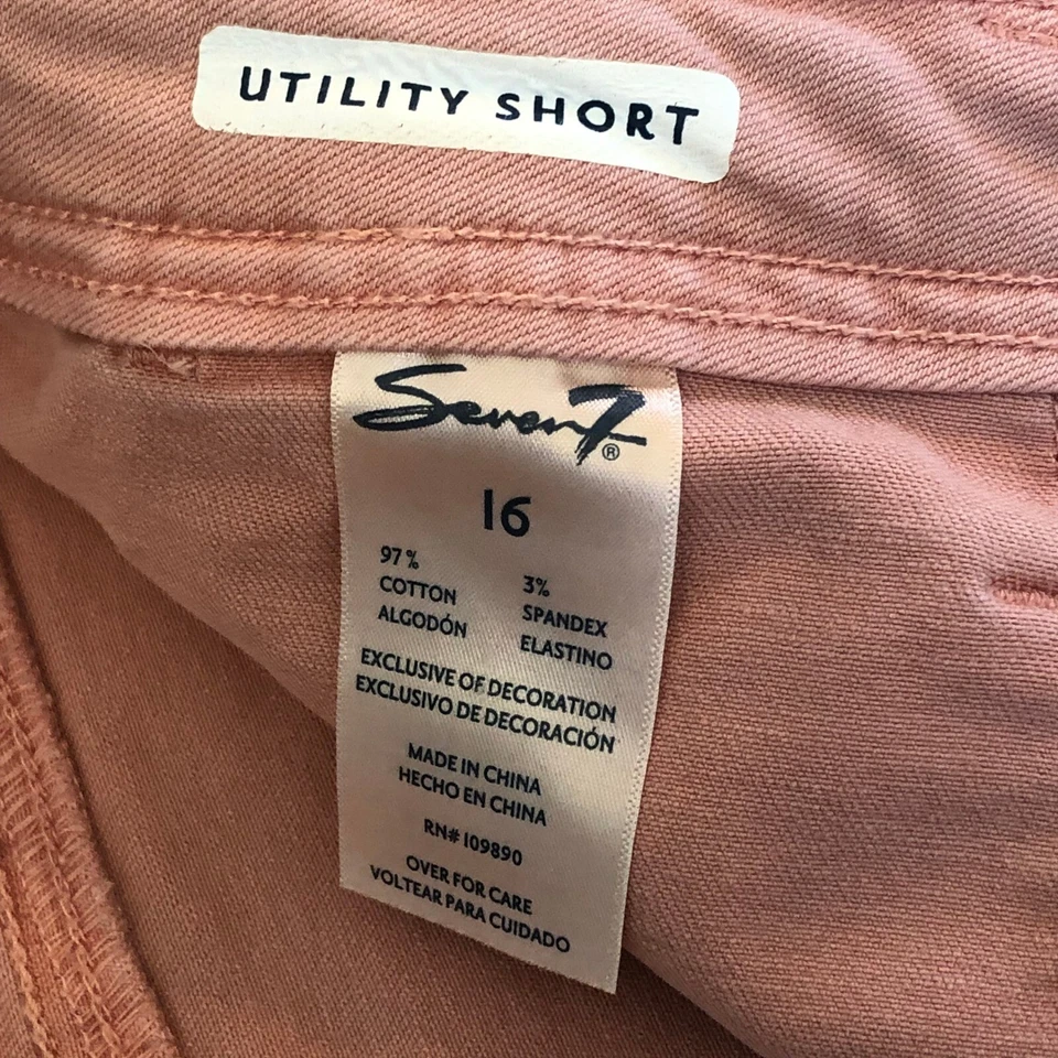 Pantalones cortos utilitarios Seven7 para mujer talla 16 rosa informales cómodos para todos los días Foto 4 de 4