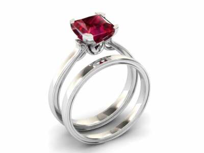 2ct Lab-Created Pink Ruby Bridal Set Band Engagement Ring White Gold Plated