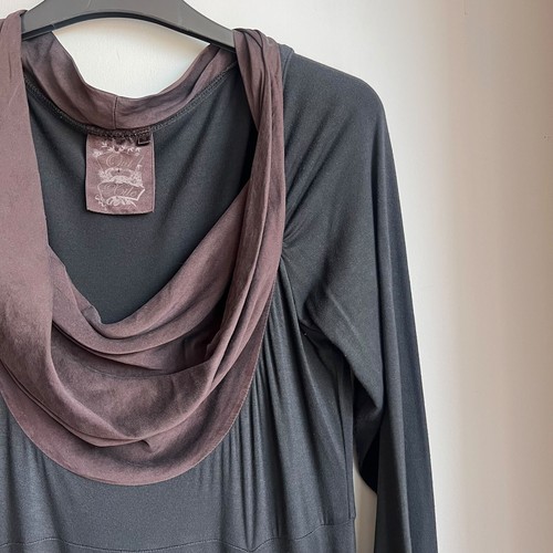 Vintage Out Of Xile Maxi Dress Silk Cowl Neck M Minimalist Subversive Lagenlook - Picture 4 of 15