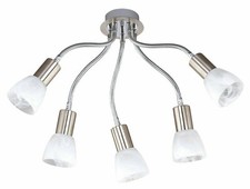 5 Fl. Deckenleuchte Schwanenhals / Flexarm beweglich Chrom je E14