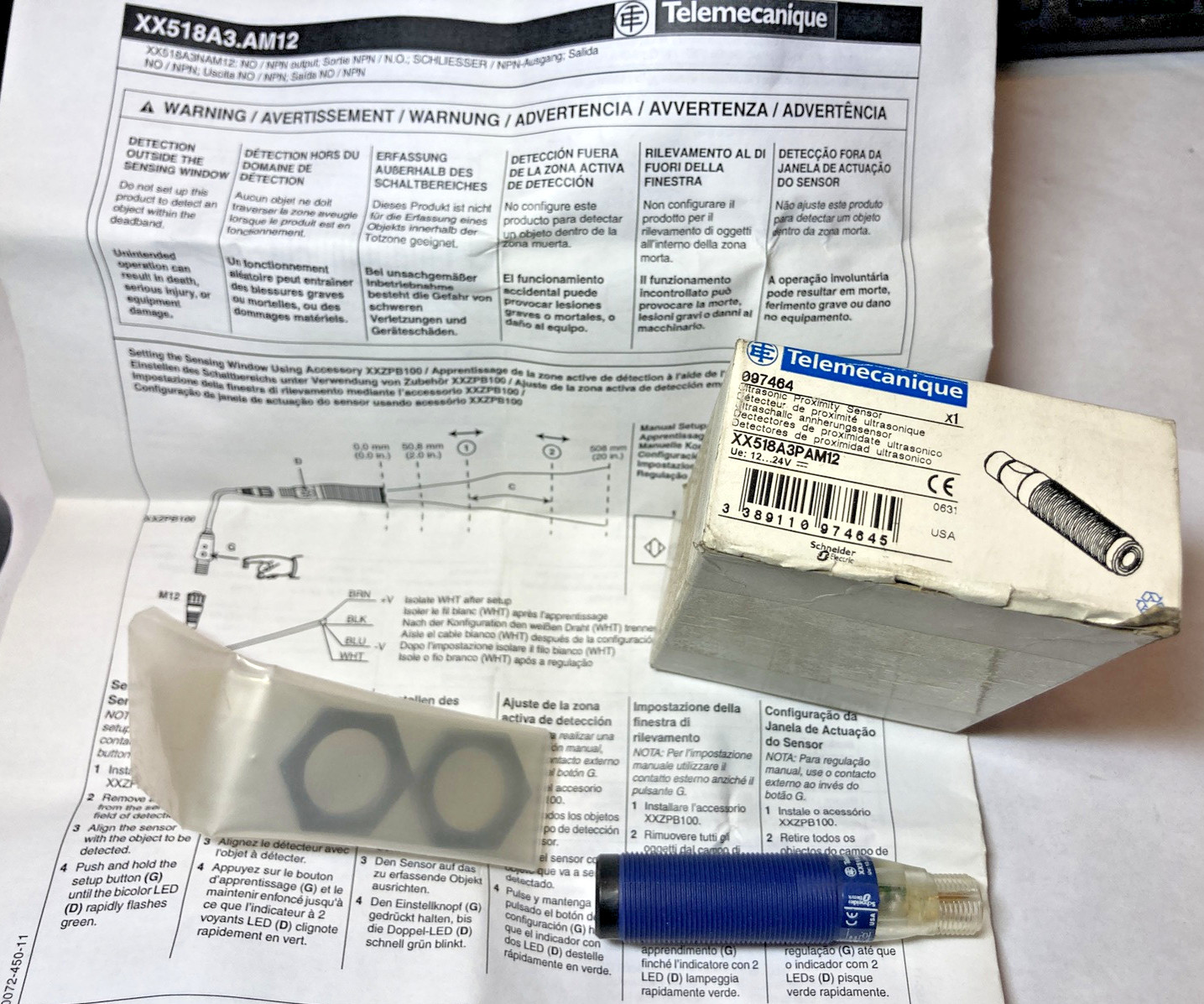 SCHNEIDER TELEMECANIQUE XX518A3PAM12 Ultrasonic PNP Proximity Sensor-NOS- 097464