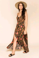 SPELL & The Gypsy Collective Noir Etienne Strappy Dress SIZE XXS 2XS maxi floral