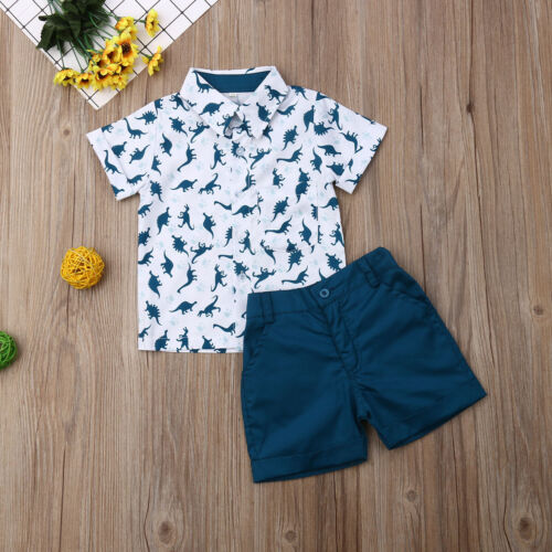 2-teiliges Kleinkind Kinder Baby Junge Kleidung T-Shirt Oberteile + Shorts Hose Sommer Outfits Set - Bild 2 von 16