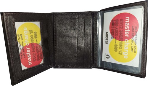 Man’s wallet Tri-fold Leather 9 card spaces 2 ID windows 2 bill slots New wallet - Picture 29 of 36