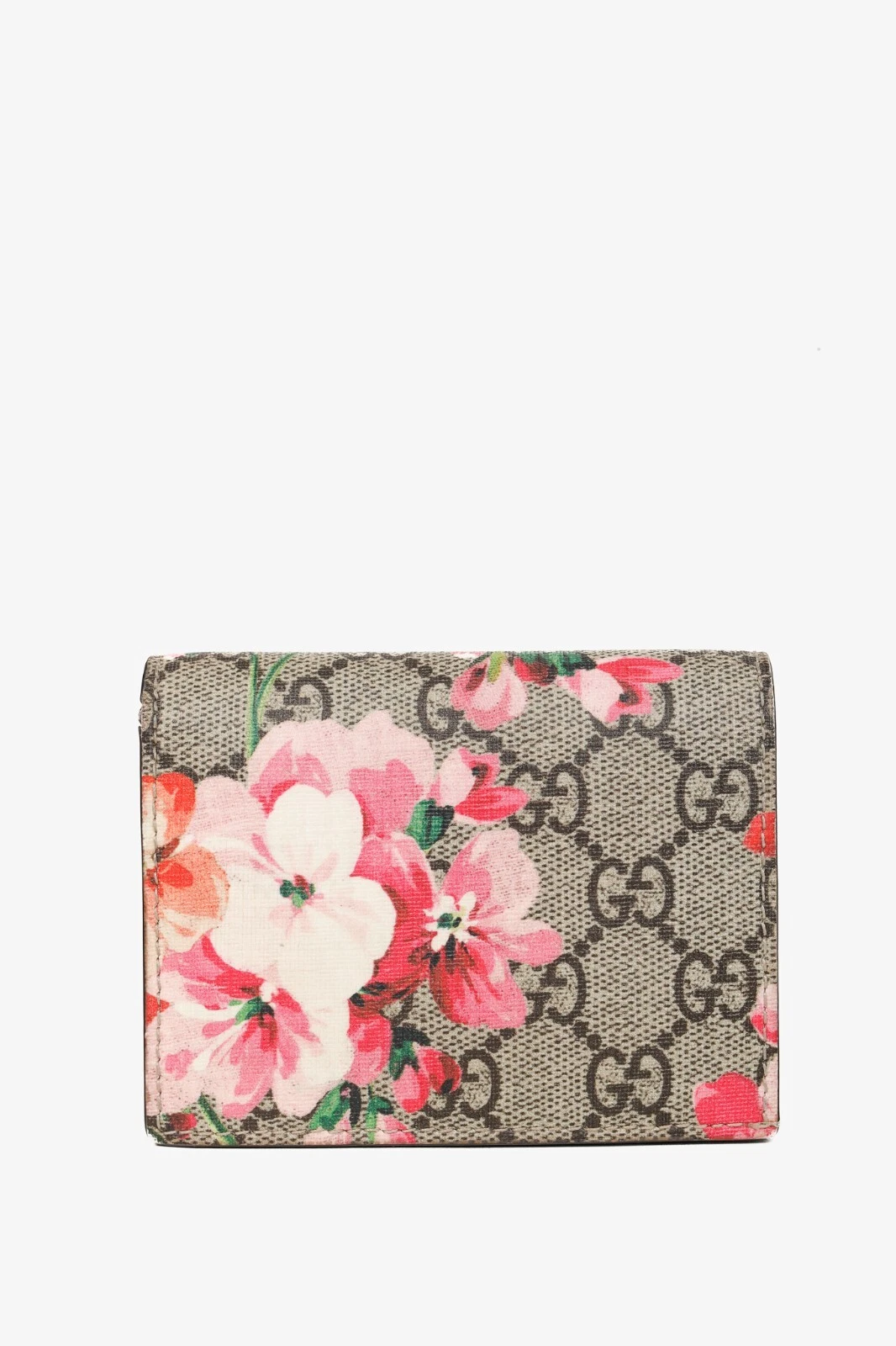 Étui à cartes Gucci GG Supreme monogramme fleurs rose mauve multicolore