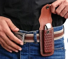 HANDMADE COW LEATHER SHEATH FOR 5" FOLDING KNIFE & OTHER TOLS SURVIVAL EDC 08