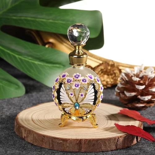 Vintage Flower Butterfly Perfume Bottle Essential Oil Empty Bottle gift Reusable - Picture 1 of 10