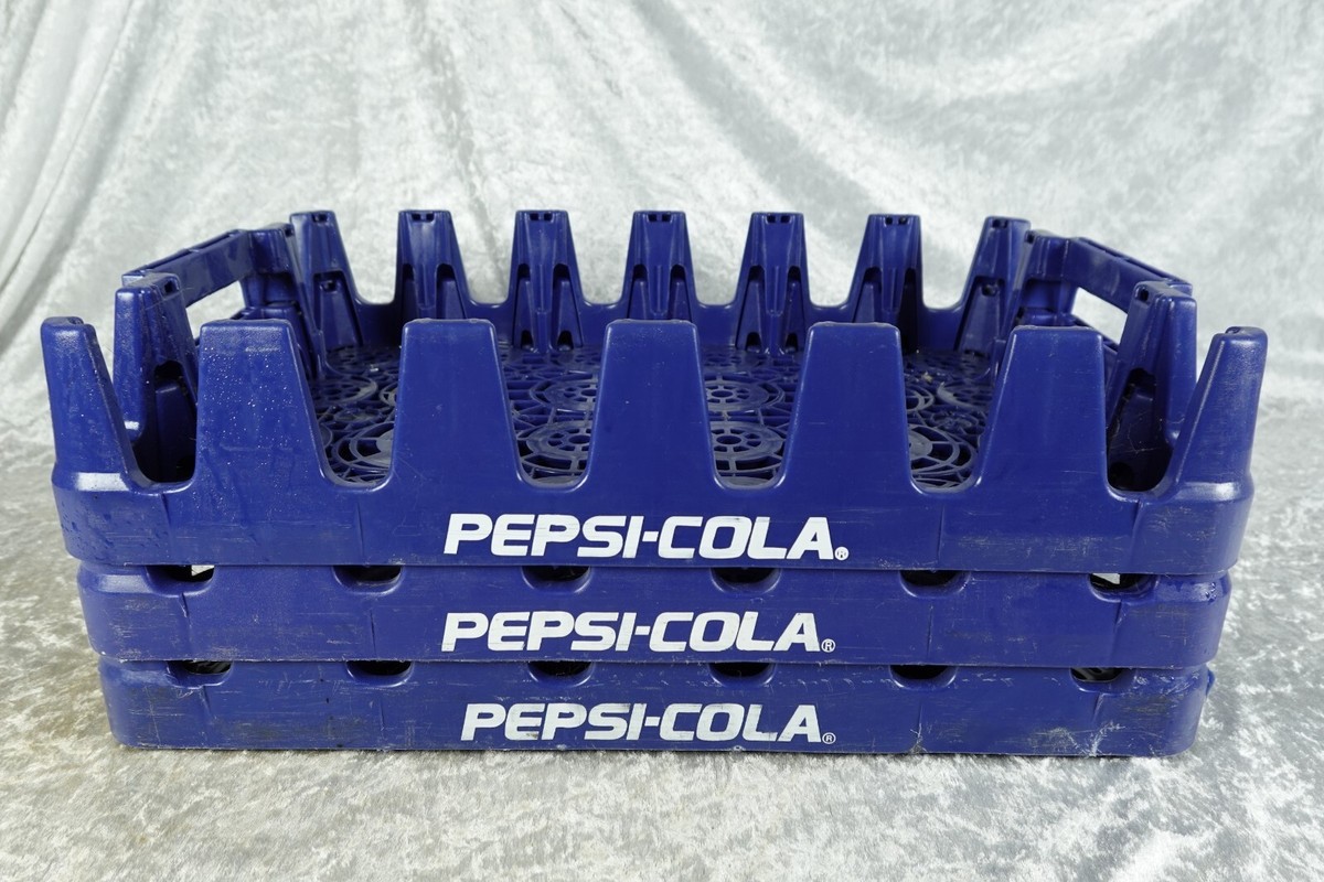 ペプシ　コンテナ　ヴィンテージ 3 Vintage Pepsi-Cola Blue Plastic Soda Pop Carrier Crates 12 x 19